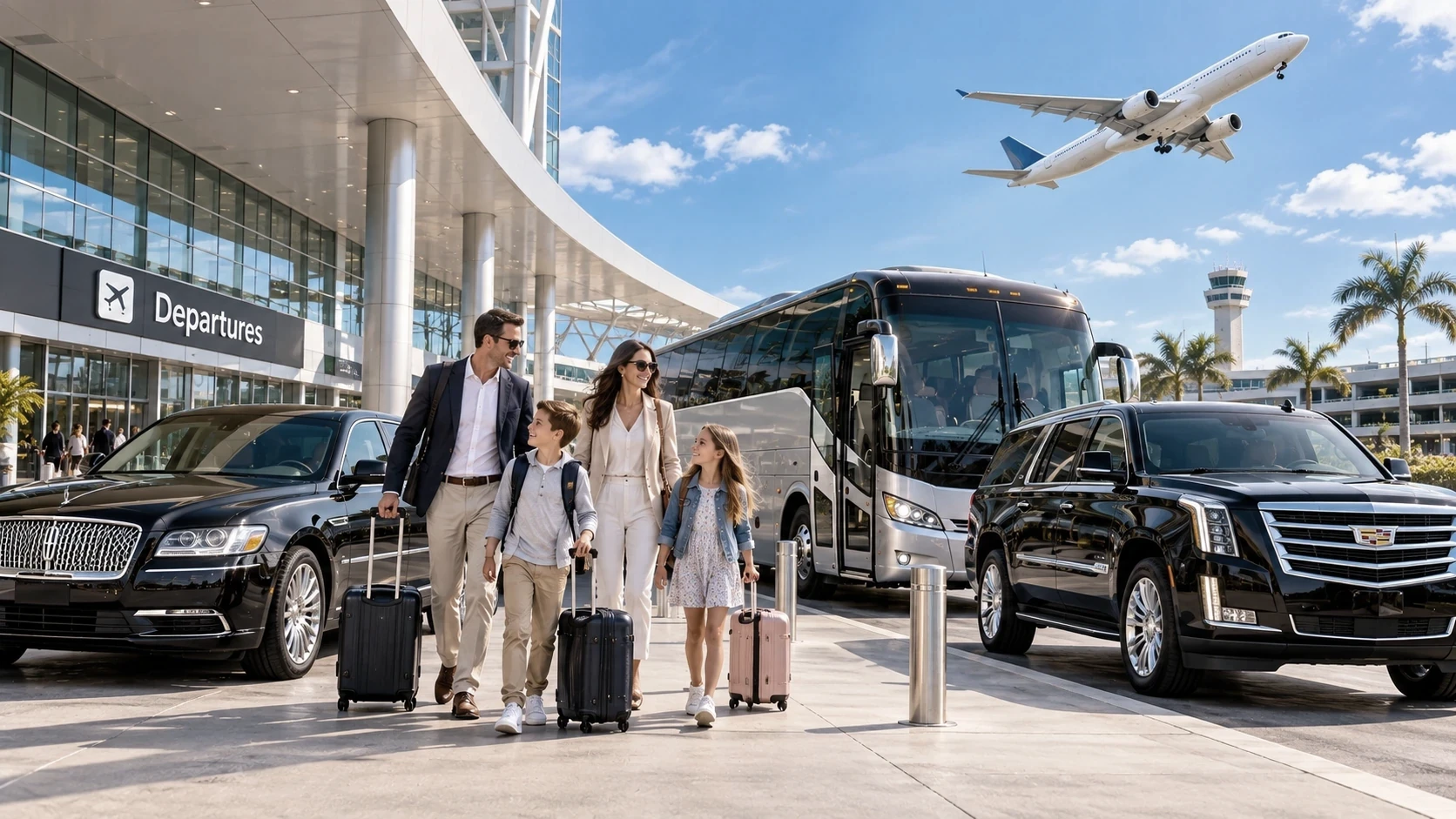 Group charter transportation at a Orlando area airport